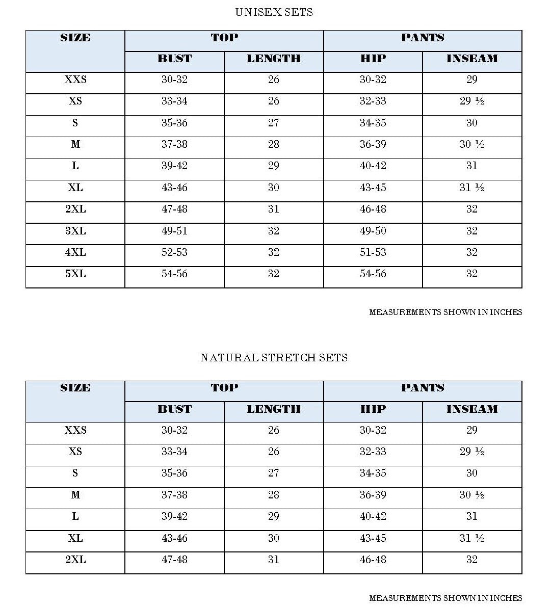 Size Chart
