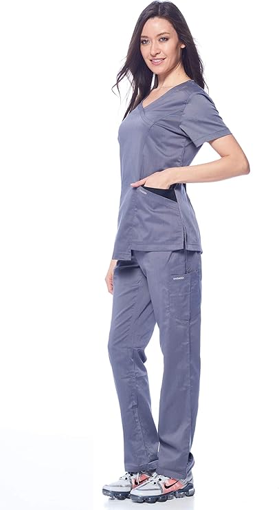 DAGACCI OFFICIAL Natural Stretch Women's Contrast Wrap Scrub Sets