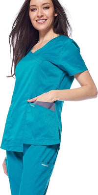 DAGACCI OFFICIAL Natural Stretch Women's Contrast Wrap Scrub Sets