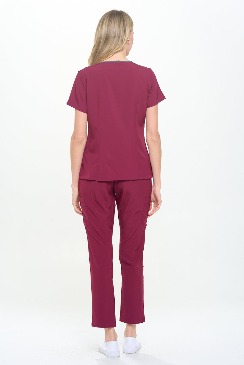 DAGACCI OFFICIAL 4-Way Stretch Split V-Neck Scrub Sets [FS2204]