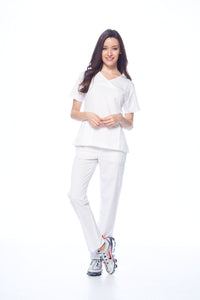 DAGACCI OFFICIAL Natural Stretch Women's Contrast Y-Neck Scrub Sets [NS2104]