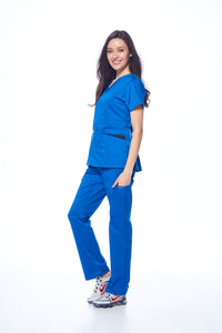 DAGACCI OFFICIAL Natural Stretch Women's Contrast Pocket Scrub Sets [NS2151]
