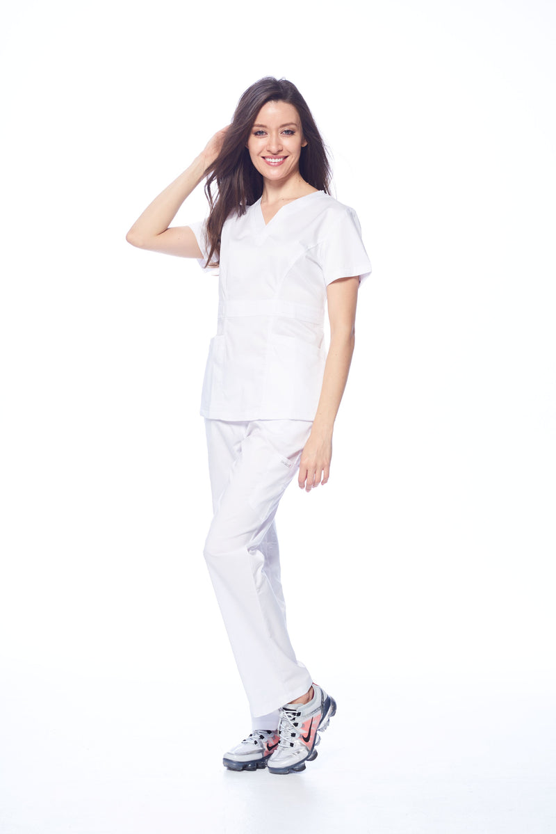 DAGACCI OFFICIAL Natural Stretch Women's Contrast Pocket Scrub Sets [NS2151]