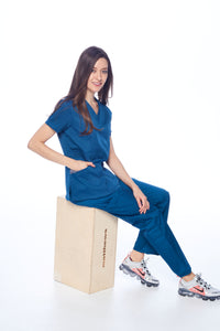 DAGACCI OFFICIAL Natural Stretch Women's Contrast Pocket Scrub Sets [NS2151]