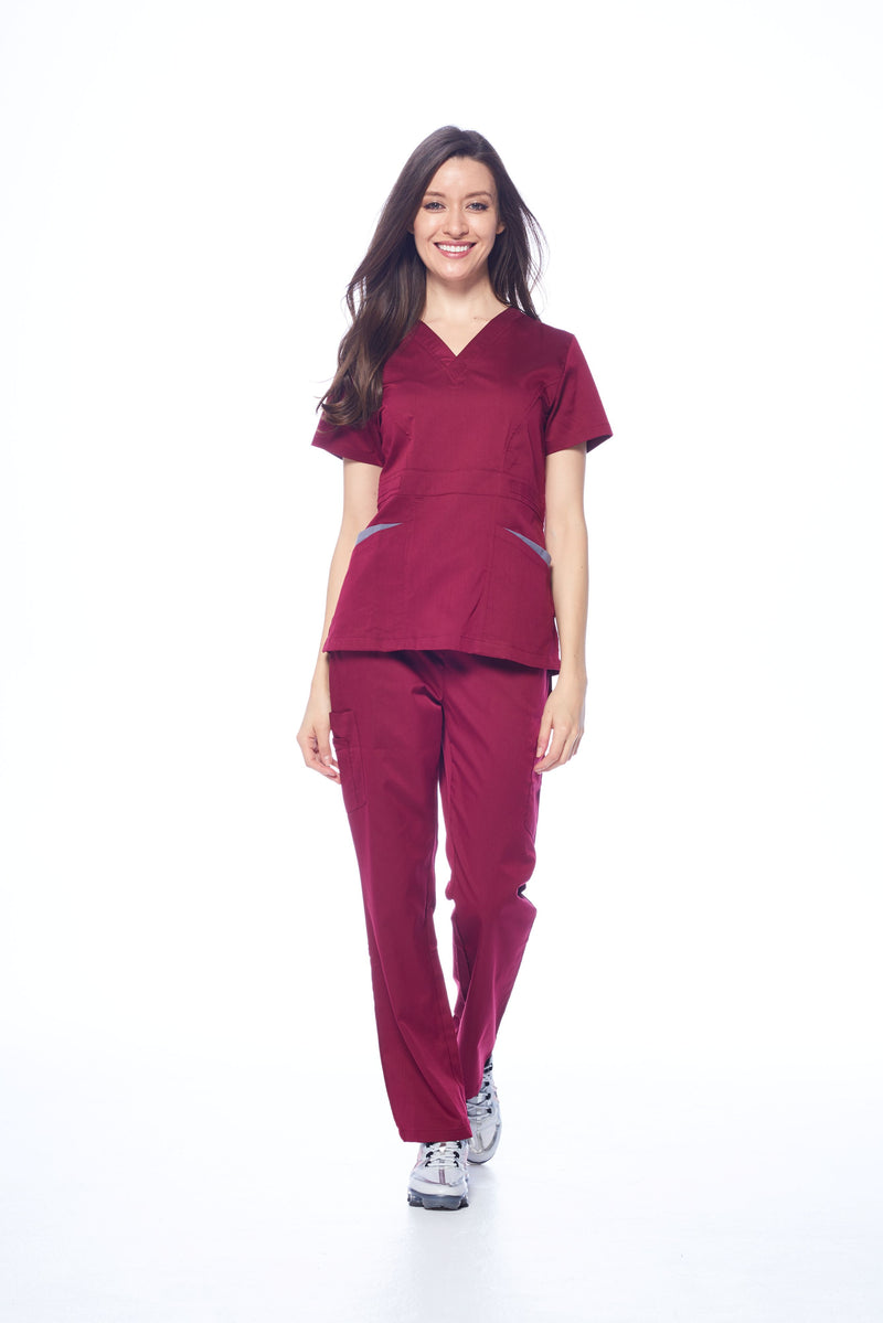 DAGACCI OFFICIAL Natural Stretch Women's Contrast Pocket Scrub Sets [NS2151]