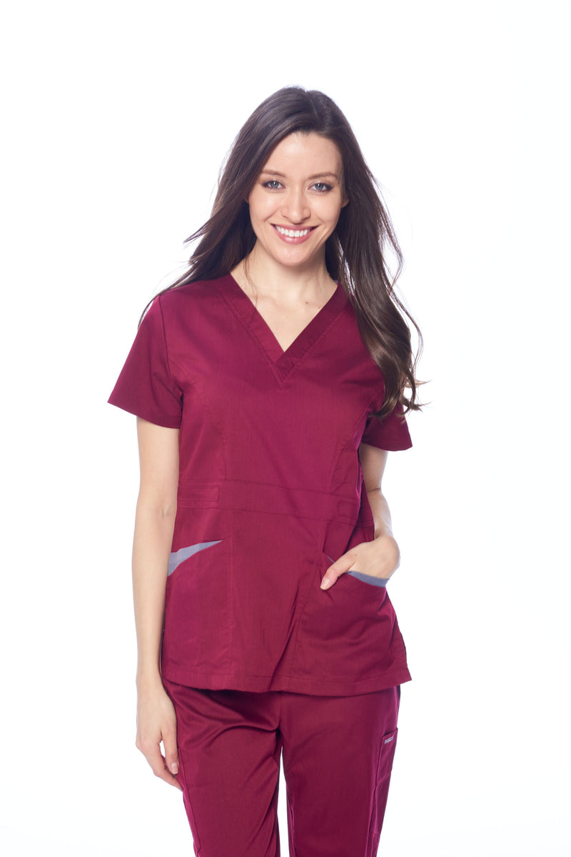 DAGACCI OFFICIAL Natural Stretch Women's Contrast Pocket Scrub Sets [NS2151]