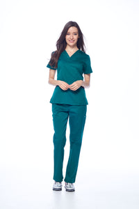 DAGACCI OFFICIAL Natural Stretch Women's Contrast Pocket Scrub Sets [NS2151]