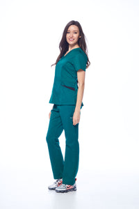 DAGACCI OFFICIAL Natural Stretch Women's Contrast Pocket Scrub Sets [NS2151]