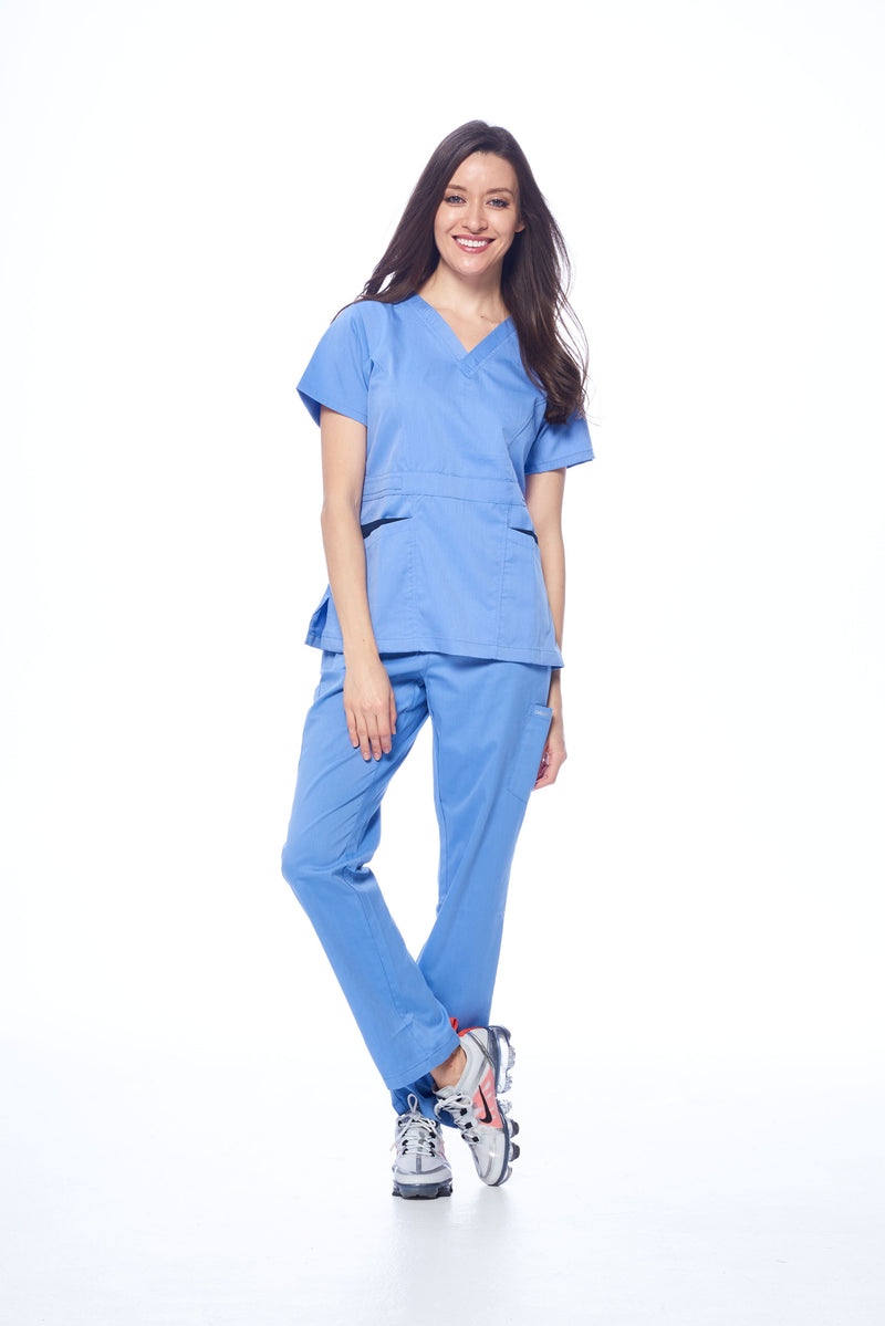 DAGACCI OFFICIAL Natural Stretch Women's Contrast Pocket Scrub Sets [NS2151]