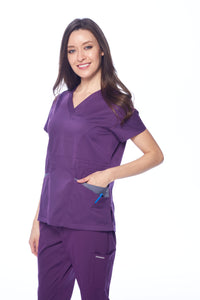 DAGACCI OFFICIAL Natural Stretch Women's Contrast Pocket Scrub Sets [NS2151]