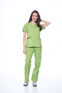 DAGACCI OFFICIAL Natural Stretch Women's Contrast Pocket Scrub Sets [NS2151]