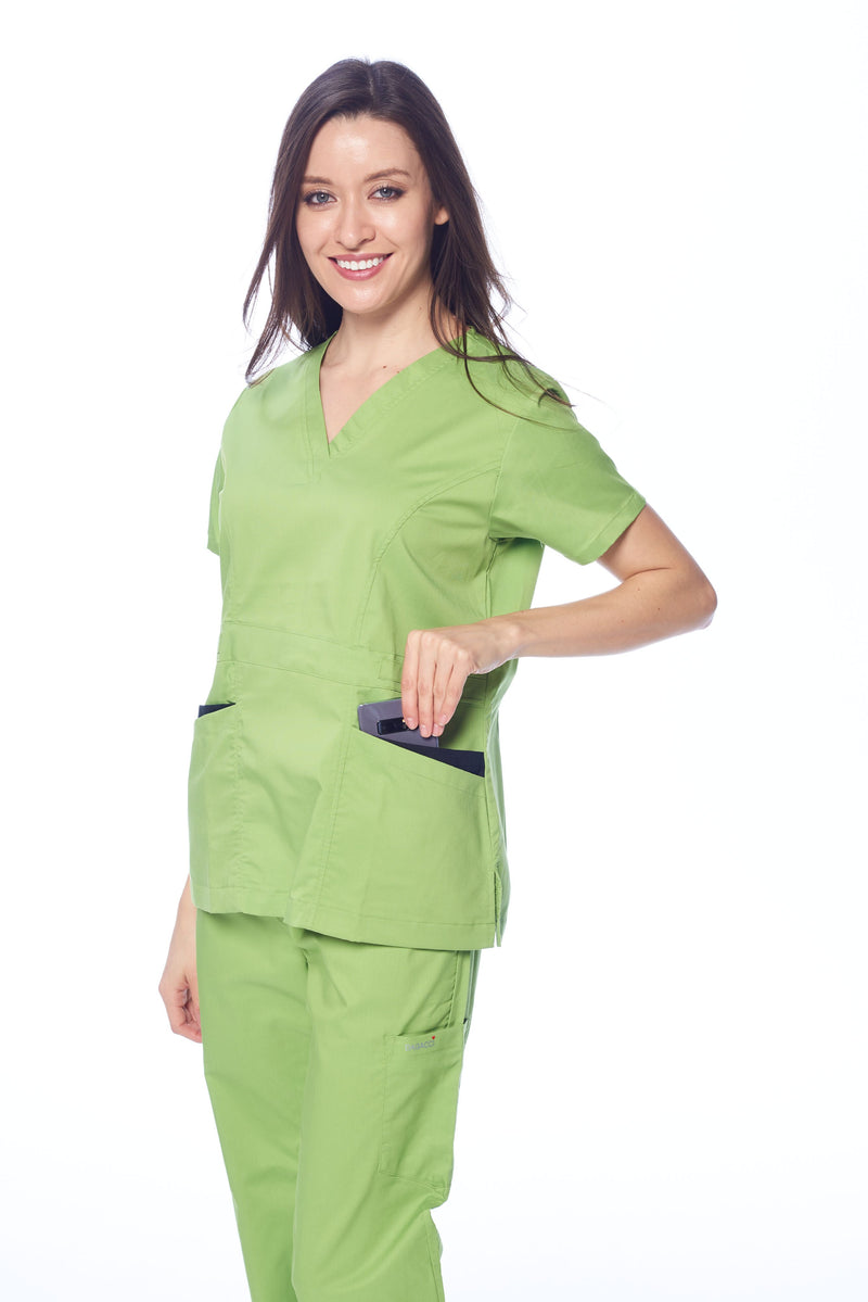 DAGACCI OFFICIAL Natural Stretch Women's Contrast Pocket Scrub Sets [NS2151]
