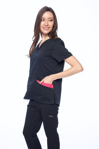 DAGACCI OFFICIAL Natural Stretch Women's Contrast Pocket Scrub Sets [NS2151]
