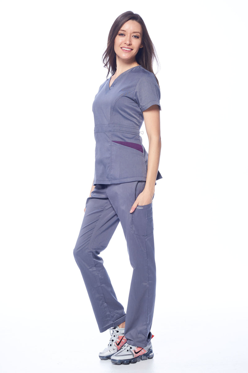 DAGACCI OFFICIAL Natural Stretch Women's Contrast Pocket Scrub Sets [NS2151]