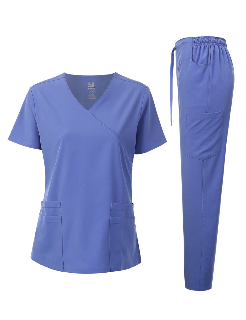 DAGACCI OFFICIAL 4-Way Stretch Y-Neck Medical Scrub Sets [FS2103] Combined