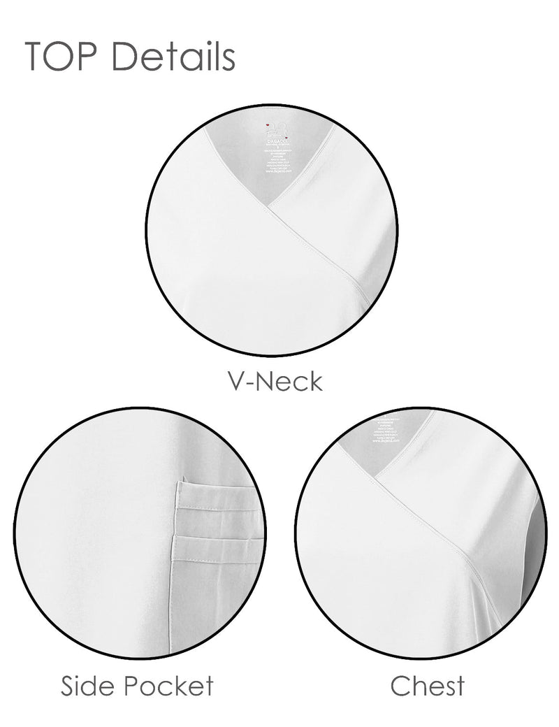 DAGACCI OFFICIAL 4-Way Stretch Y-Neck Medical Scrub Sets [FS2103] Combined