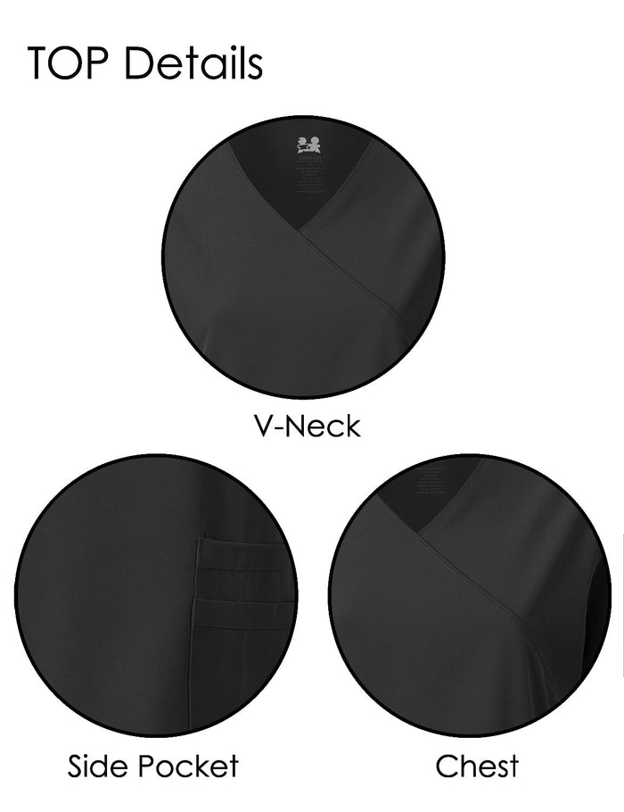DAGACCI MEDICAL UNIFORM® 4-Way Stretch Y-Neck Scrub Sets [FS2103]
