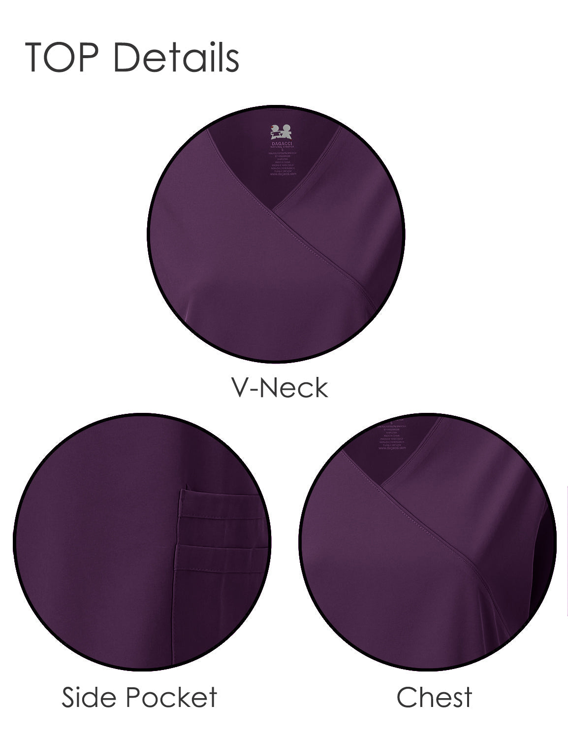 DAGACCI OFFICIAL 4-Way Stretch Y-Neck Medical Scrub Sets [FS2103] Combined