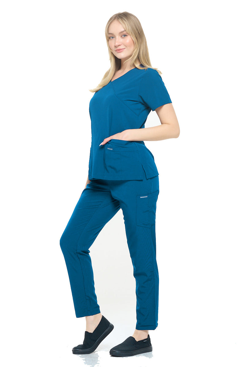 DAGACCI OFFICIAL 4-Way Stretch Y-Neck Medical Scrub Sets [FS2103] Combined