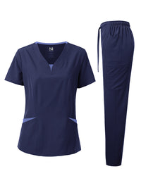 DAGACCI OFFICIAL 4-Way Stretch Split V-Neck Scrub Sets [FS2204] Combined