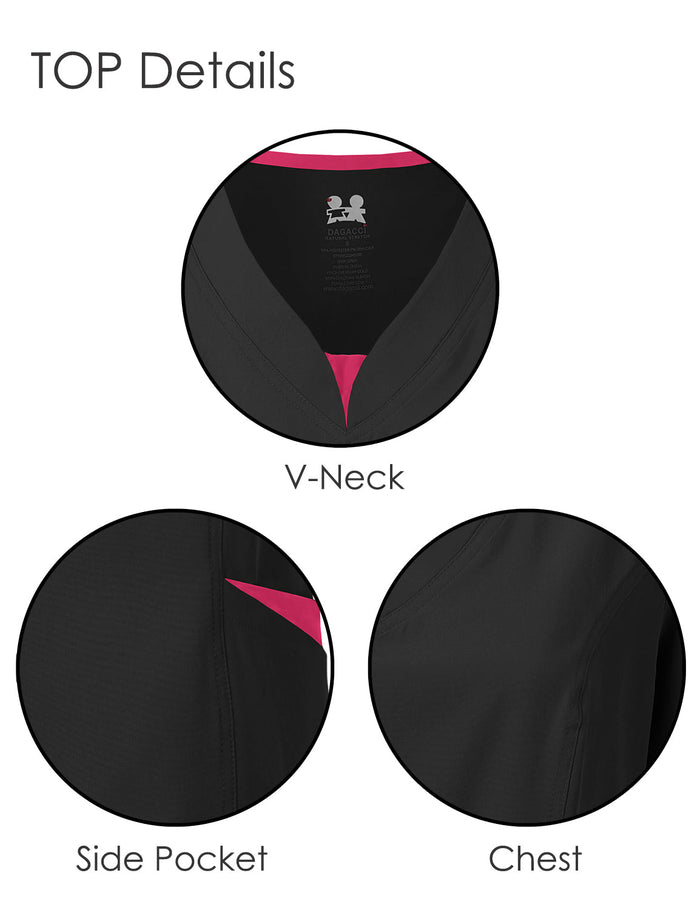 DAGACCI MEDICAL UNIFORM® 4-Way Stretch Split V-Neck Scrub Sets [FS2204]