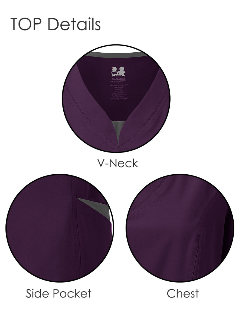 DAGACCI OFFICIAL 4-Way Stretch Split V-Neck Scrub Sets [FS2204] Combined