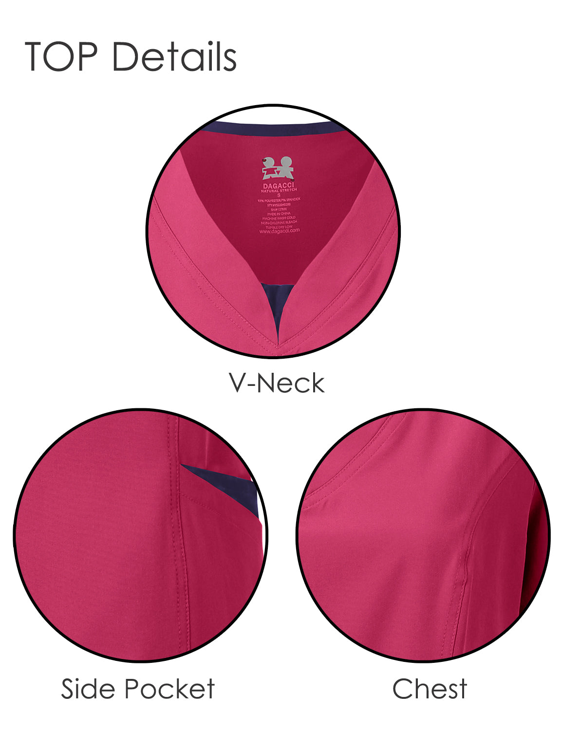 DAGACCI OFFICIAL 4-Way Stretch Split V-Neck Scrub Sets [FS2204] Combined