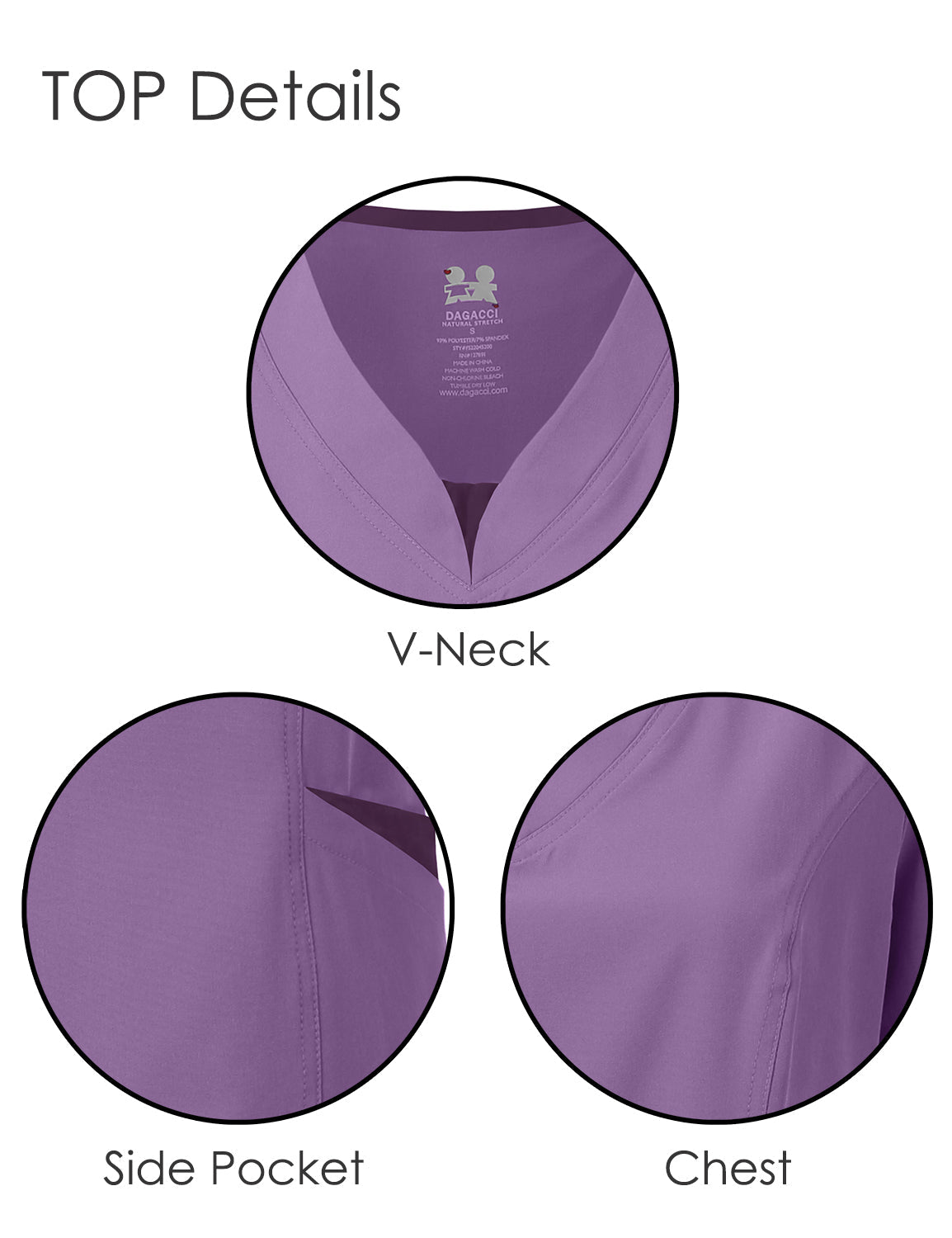 DAGACCI OFFICIAL 4-Way Stretch Split V-Neck Scrub Sets [FS2204] Combined