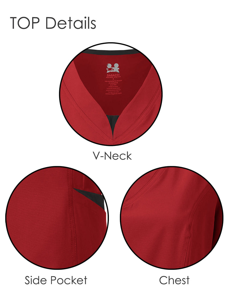 DAGACCI OFFICIAL 4-Way Stretch Split V-Neck Scrub Sets [FS2204] Combined