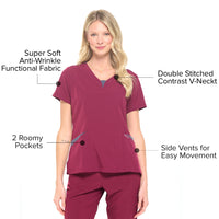 DAGACCI OFFICIAL 4-Way Stretch Split V-Neck Scrub Sets [FS2204]