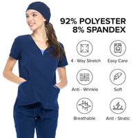 DAGACCI OFFICIAL 4-Way Stretch Split V-Neck Scrub Sets [FS2204]