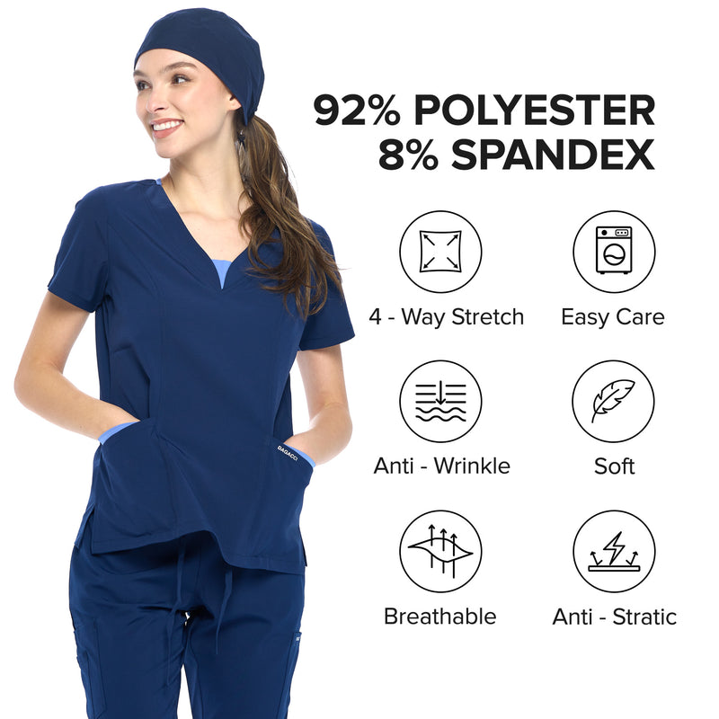 DAGACCI OFFICIAL 4-Way Stretch Split V-Neck Scrub Sets [FS2204]