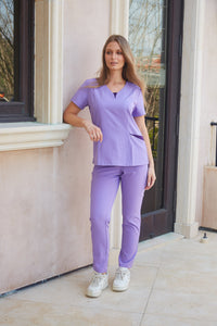 DAGACCI OFFICIAL 4-Way Stretch Split V-Neck Scrub Sets [FS2204] Combined