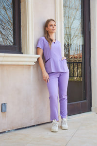 DAGACCI OFFICIAL 4-Way Stretch Split V-Neck Scrub Sets [FS2204]