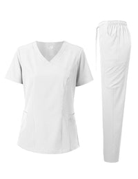 DAGACCI OFFICIAL 4-Way Stretch Y-Neck Medical Scrub Sets [FS2300] Combined
