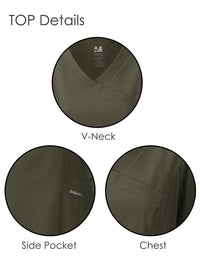 DAGACCI OFFICIAL 4-Way Stretch Y-Neck Medical Scrub Sets [FS2300]