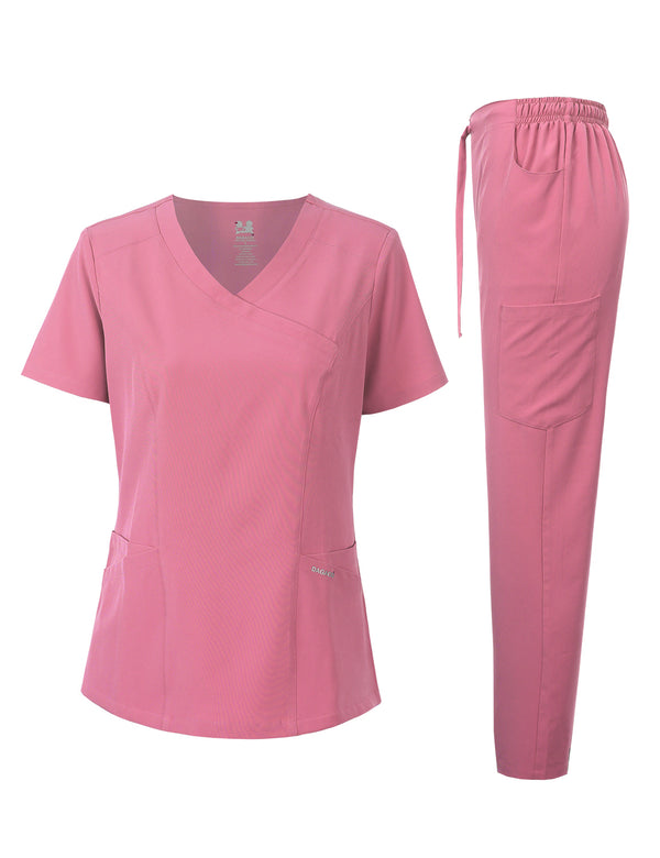 DAGACCI OFFICIAL 4-Way Stretch Y-Neck Medical Scrub Sets [FS2300]
