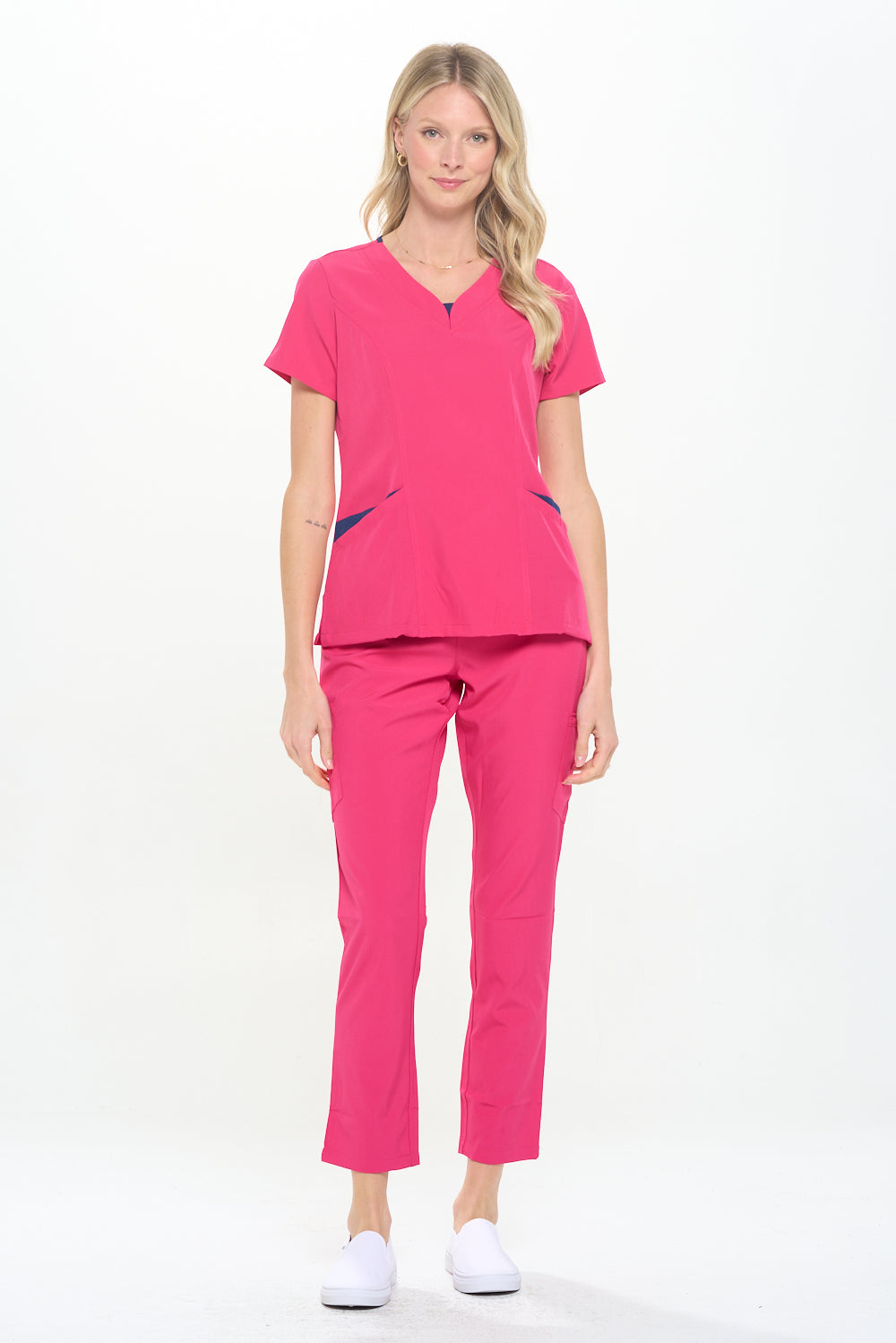 DAGACCI OFFICIAL 4-Way Stretch Split V-Neck Scrub Sets [FS2204] Combined