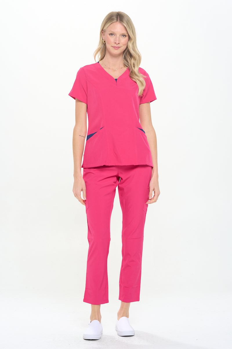 DAGACCI OFFICIAL 4-Way Stretch Split V-Neck Scrub Sets [FS2204]