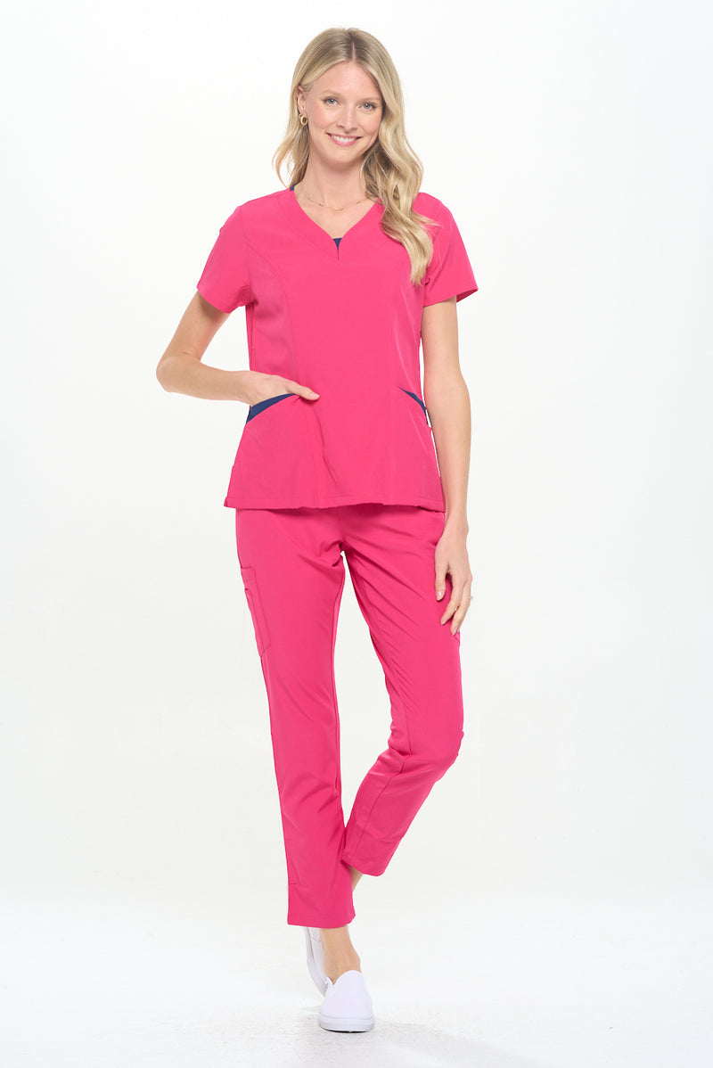 DAGACCI OFFICIAL 4-Way Stretch Split V-Neck Scrub Sets [FS2204]