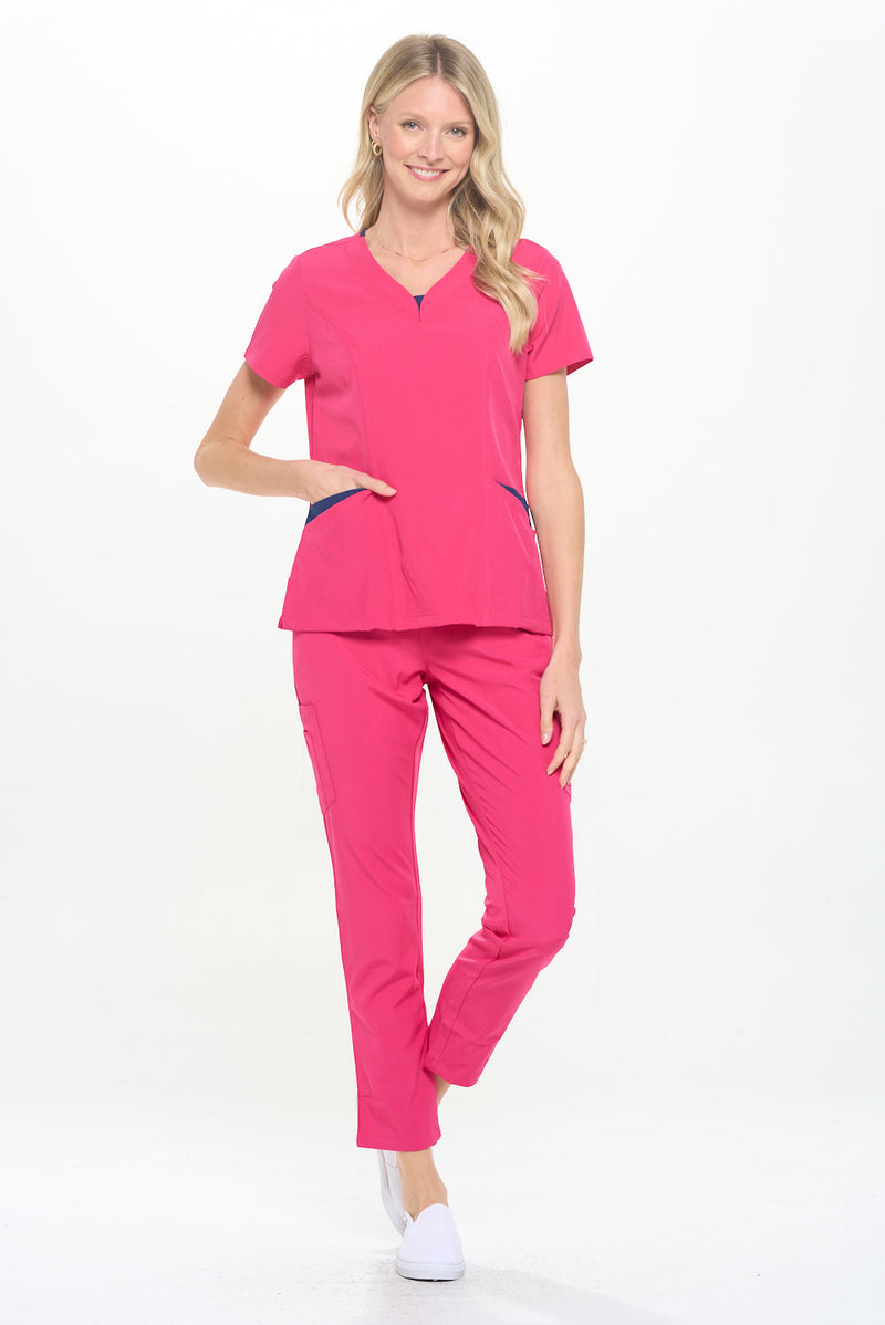 DAGACCI OFFICIAL 4-Way Stretch Split V-Neck Scrub Sets [FS2204] Combined