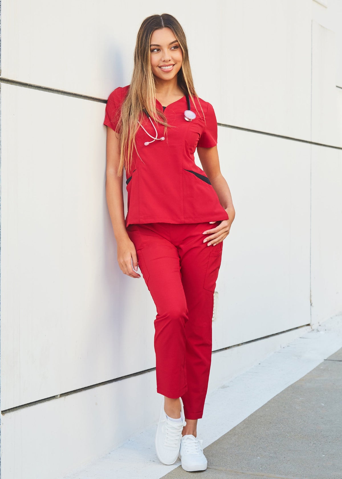 DAGACCI OFFICIAL 4-Way Stretch Split V-Neck Scrub Sets [FS2204] Combined