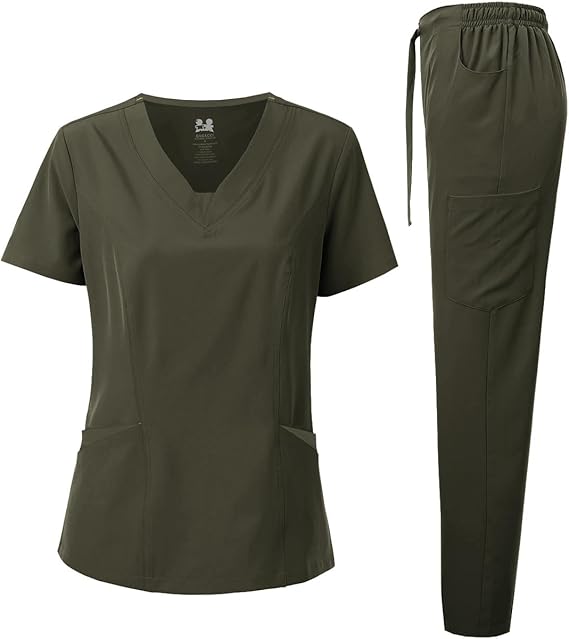 DAGACCI OFFICIAL 4-Way Stretch Split V-Neck Scrub Sets [FS2204]