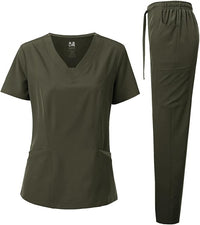 DAGACCI OFFICIAL 4-Way Stretch Split V-Neck Scrub Sets [FS2204]