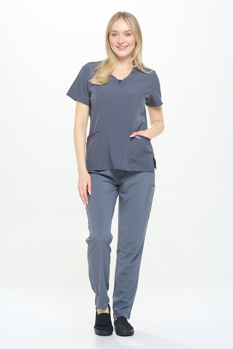 DAGACCI OFFICIAL 4-Way Stretch Split V-Neck Scrub Sets [FS2204]