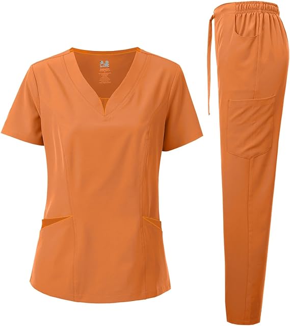 DAGACCI OFFICIAL 4-Way Stretch Split V-Neck Scrub Sets [FS2204]