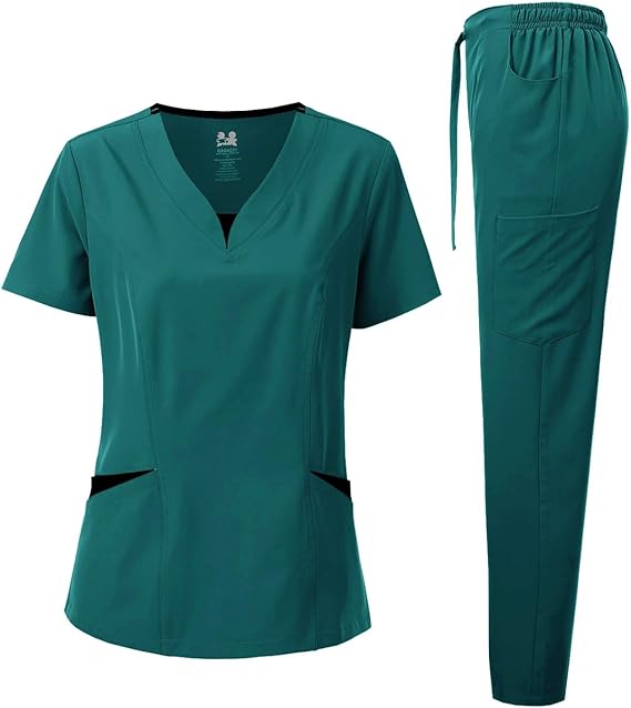 DAGACCI OFFICIAL 4-Way Stretch Split V-Neck Scrub Sets [FS2204]