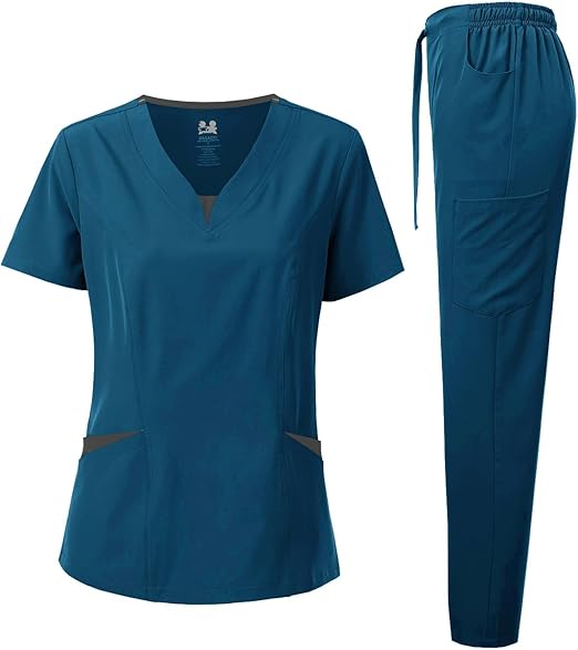 DAGACCI OFFICIAL 4-Way Stretch Split V-Neck Scrub Sets [FS2204]