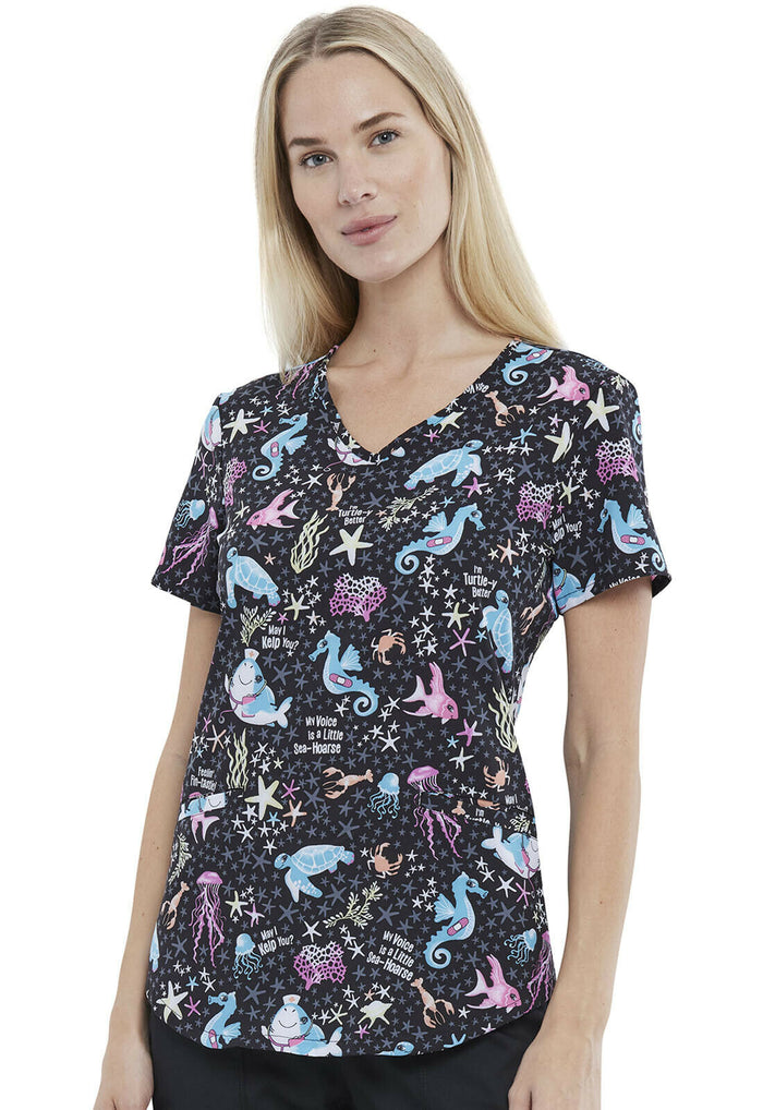 Cherokee Prints V-Neck Top (Sea)