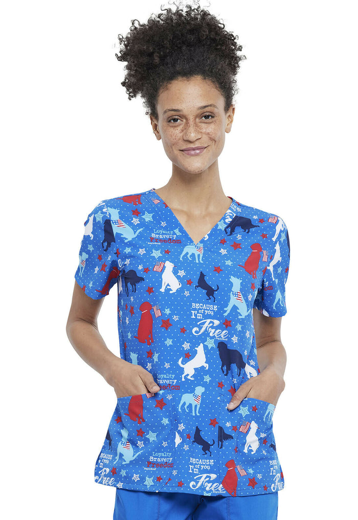 Cherokee Prints V-Neck Top (Dog)